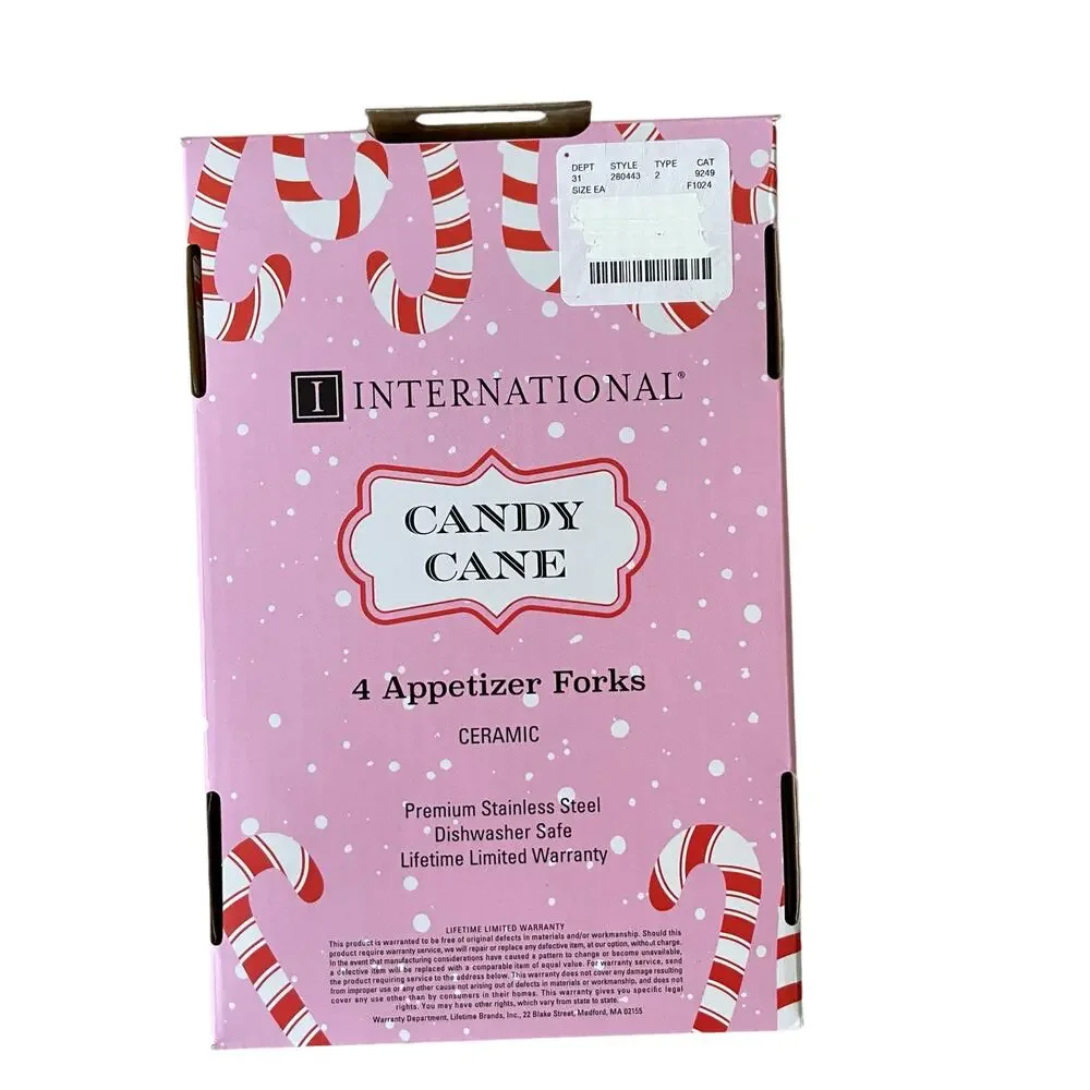 Christmas Candy Cane Peppermint Appetizer Forks Set of 4
